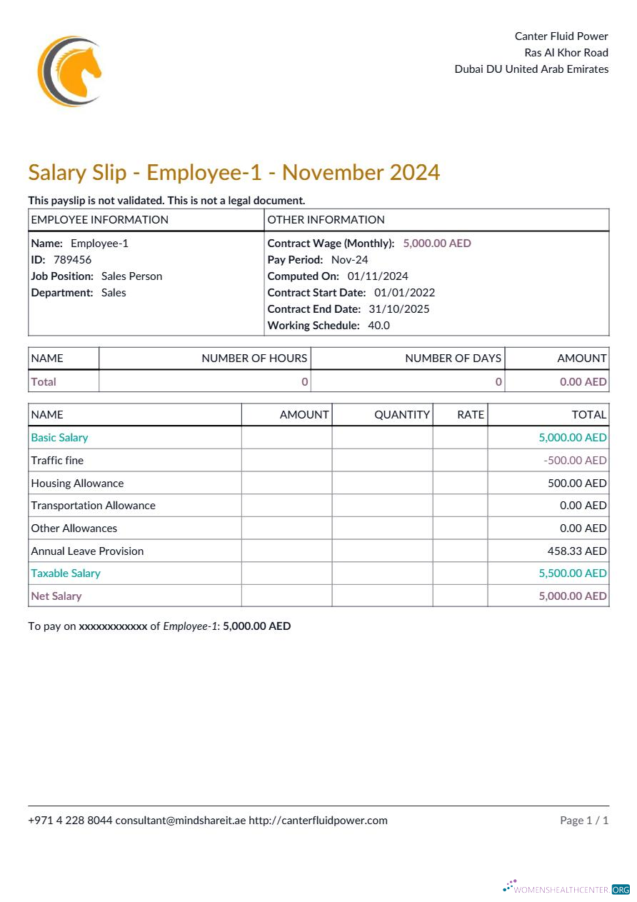 Download Canter Fluid Power payslip template in Word and PDF formats.pdf, 1 Photoshop template